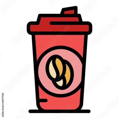 Coffee plastic cup icon. Outline coffee plastic cup vector icon color flat isolated