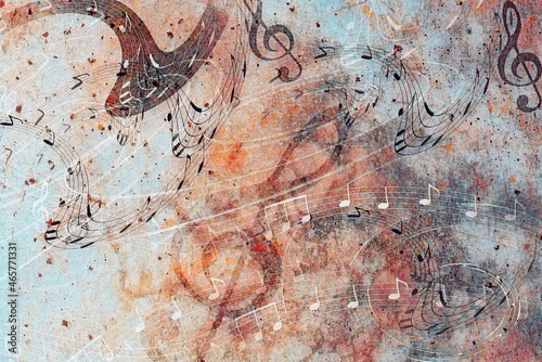 beautiful abstract colorful collage with music notes.