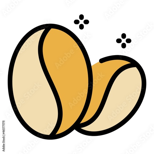Natural coffee beans icon. Outline natural coffee beans vector icon color flat isolated