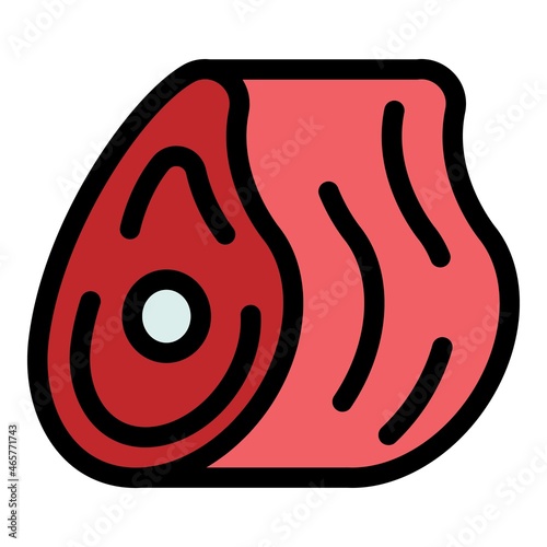 Meat icon. Outline meat vector icon color flat isolated