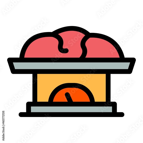 Meat on scales icon. Outline meat on scales vector icon color flat isolated