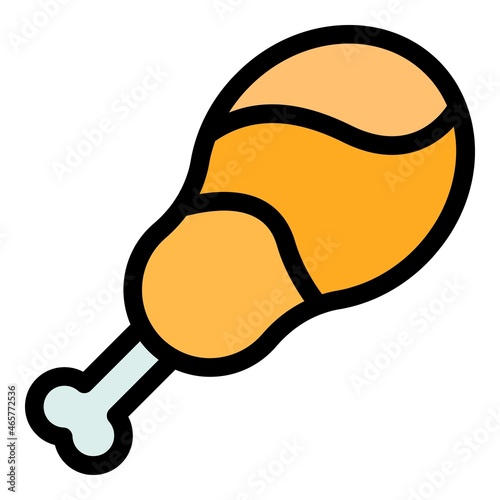 Meat bone icon. Outline meat bone vector icon color flat isolated