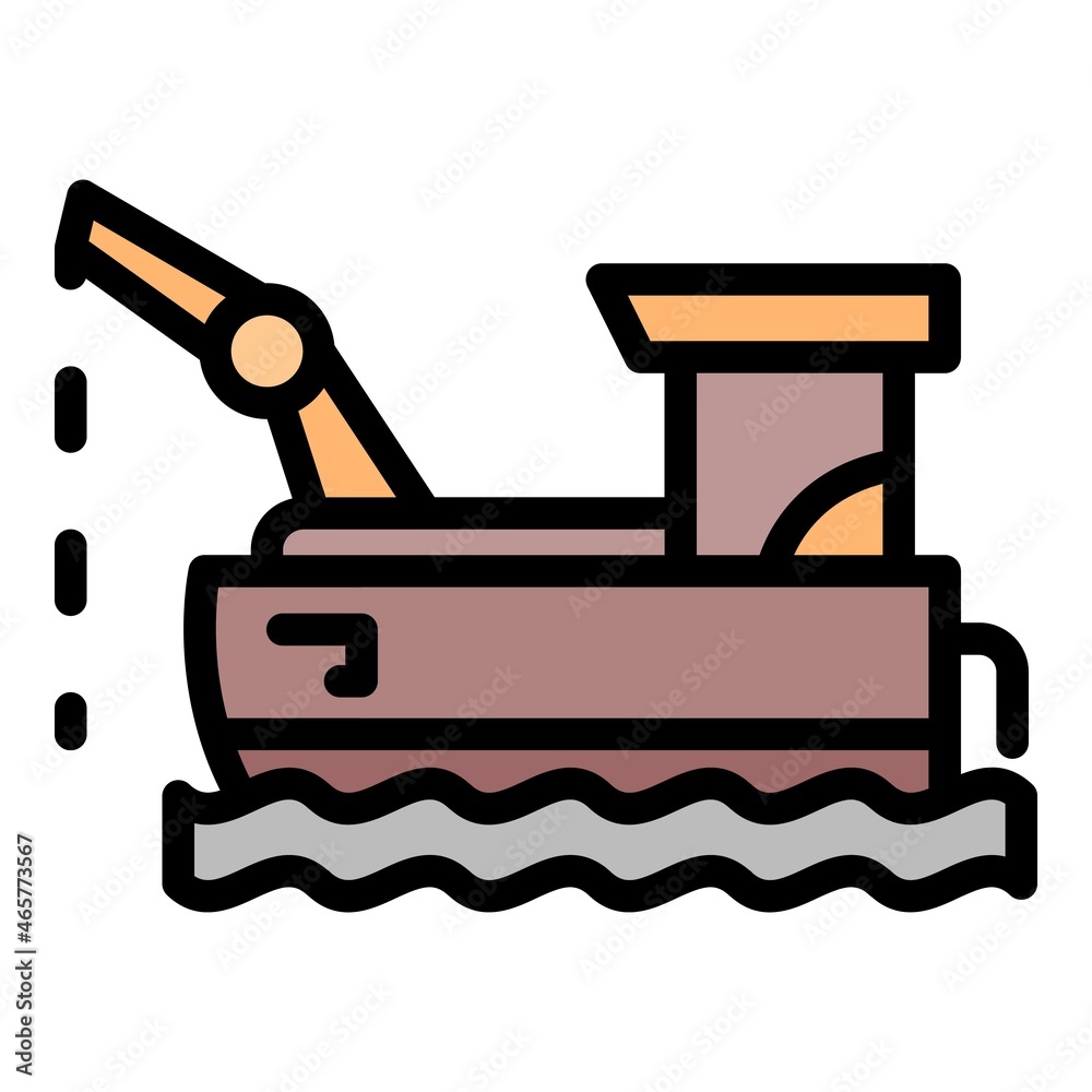 Floating fish farm icon. Outline floating fish farm vector icon color flat isolated Floating fish farm icon. Outline floating fish farm vector icon color flat isolated