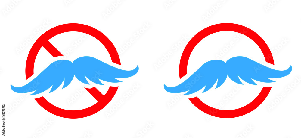 No shave - november. No shave or shaving moustache, mustache or beard men face. No razor blade sign. Vector, forbidden to use shaving razor icon. November, blue ribbon, man, prostate cancer month. No shave - november. No shave or shaving moustache, mustache or beard men face. No razor blade sign. Vector, forbidden to use shaving razor icon. November, blue ribbon, man, prostate cancer month.