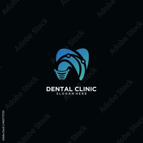 Set of dental clinic logo design concept, dental implant logo, modern dental care logo template