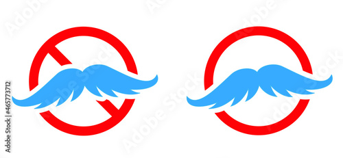 No shave - november. No shave or shaving moustache, mustache or beard men face. No razor blade sign. Vector, forbidden to use shaving razor icon. November, blue ribbon, man, prostate cancer month.