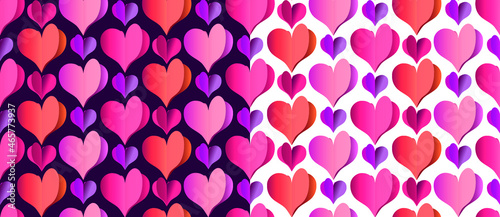 Valentine's Day. Seamless vector pattern of hearts. Ready-made design for packaging products, gifts, postcards, screensavers, fabric prints. Garlands of voluminous paper hearts