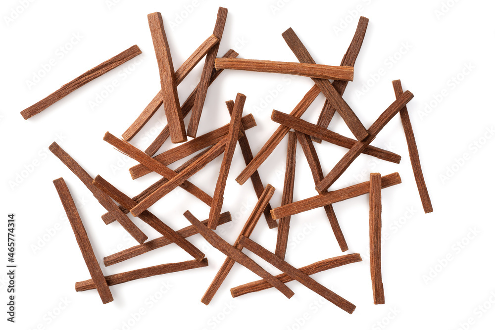 Sandalwood sticks isolated on white background, top view Sandalwood sticks isolated on white background, top view
