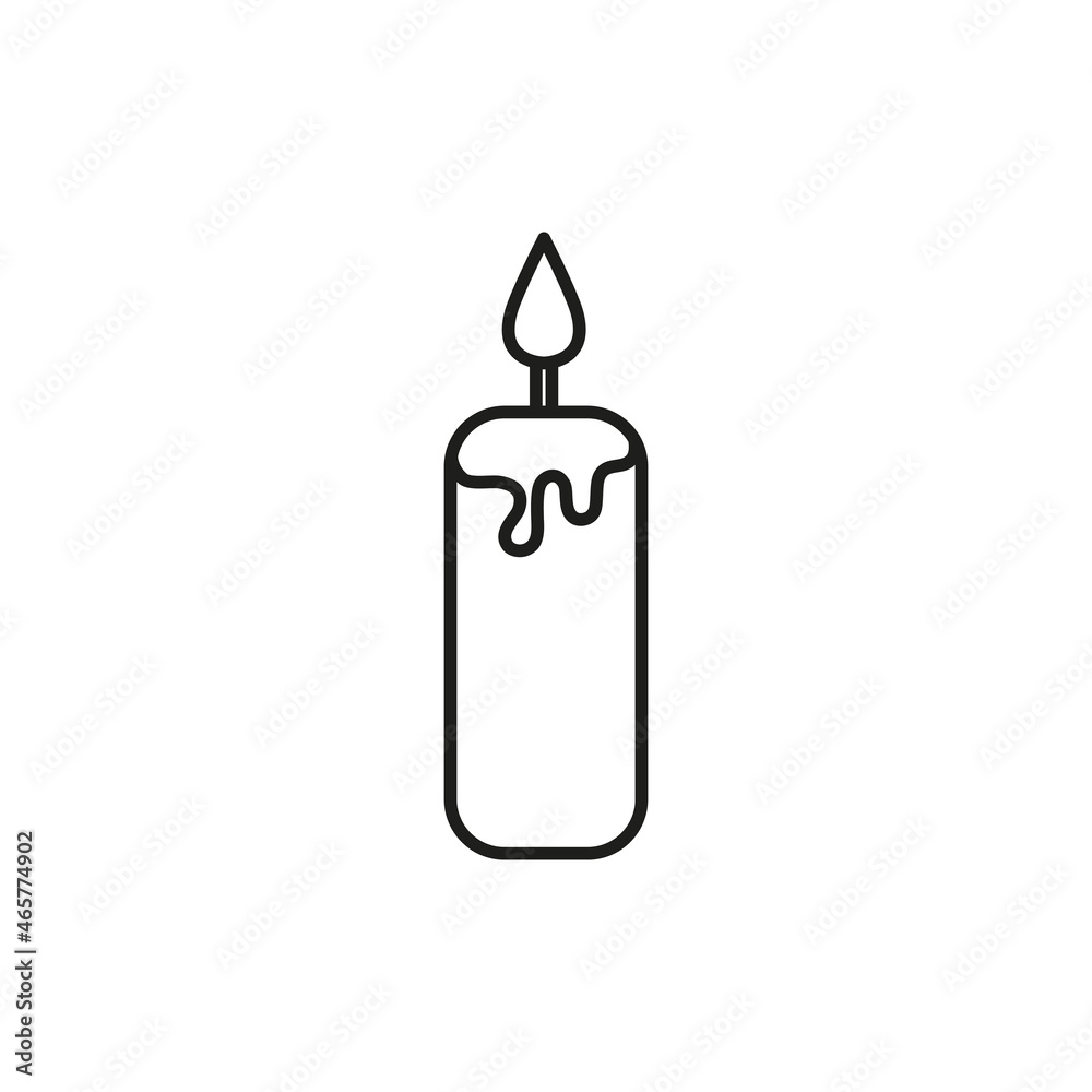 vector contour icon of a burning candle, wax vector contour icon of a burning candle, wax
