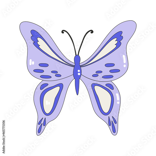 The icon of a colorful butterfly. Nostalgia for the 2000 years. Y2k style. Simple flat linear vector illustration of a butterfly isolated on a white background.