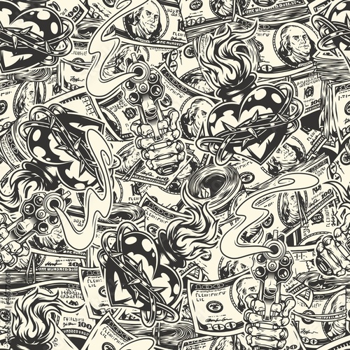 Money vintage seamless pattern