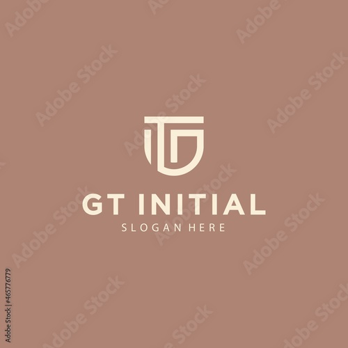 Gt minimalistic art logo initial letter, gt logo with protection concept, gt log corporate design logo template photo