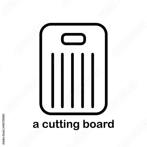 Isolated kitchen cutting board line and flat icon on white background