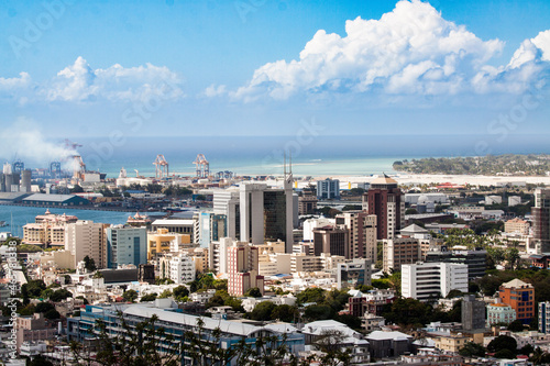 Bilde på lerret Port Louis city in Mauritius view from Signal Hill mountain on a beautiful sunny