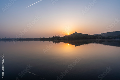 West Lake in Hangzhou  China first rays of the morning sun