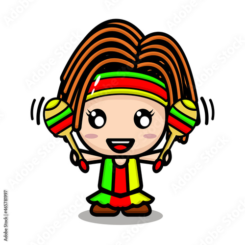 Cute Character Reggae Boy With Guitar