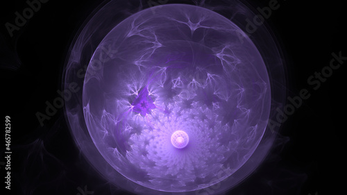 Surreal futuristic magic fractal image of fairy moon on black 4k