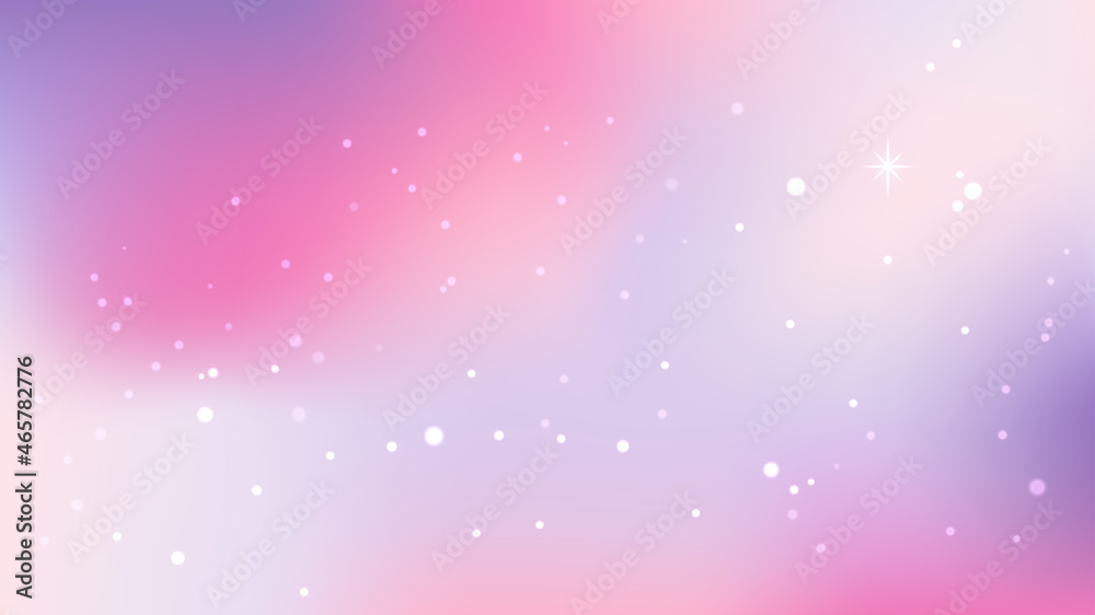 Pastel sky background with shining stars. Vanilla sky. Sparkling stardust. Holographic gradient sky.