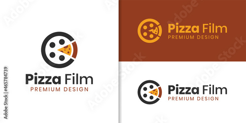 creative pizza movie logo design for business food menu concept logo vector template