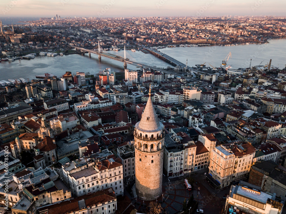 aerial view of galata tower in Istanbul turkey