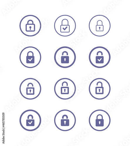 Web Security Lock vector Icon set. Safety, web security