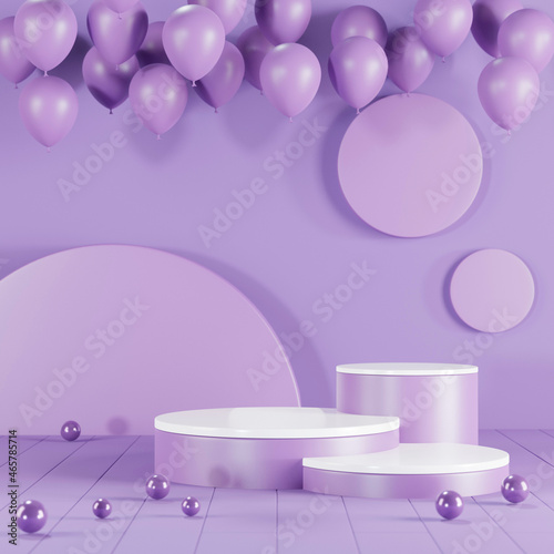 Minimal scene of Empty Geometry podium purple background 