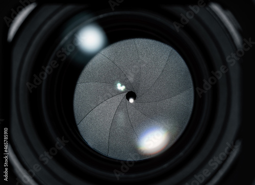 Camera lens  diaphragm close up photo