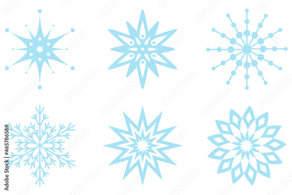 Set of snowflakes on white