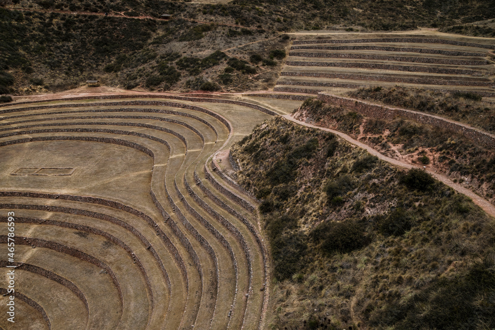 Inca farming terraces near cusco Peru Moray