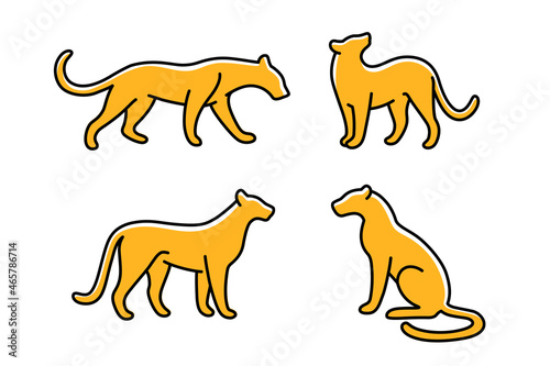 Panther icon set. Different type of lion. Vector illustration for prints  clothing  packaging  stickers.
