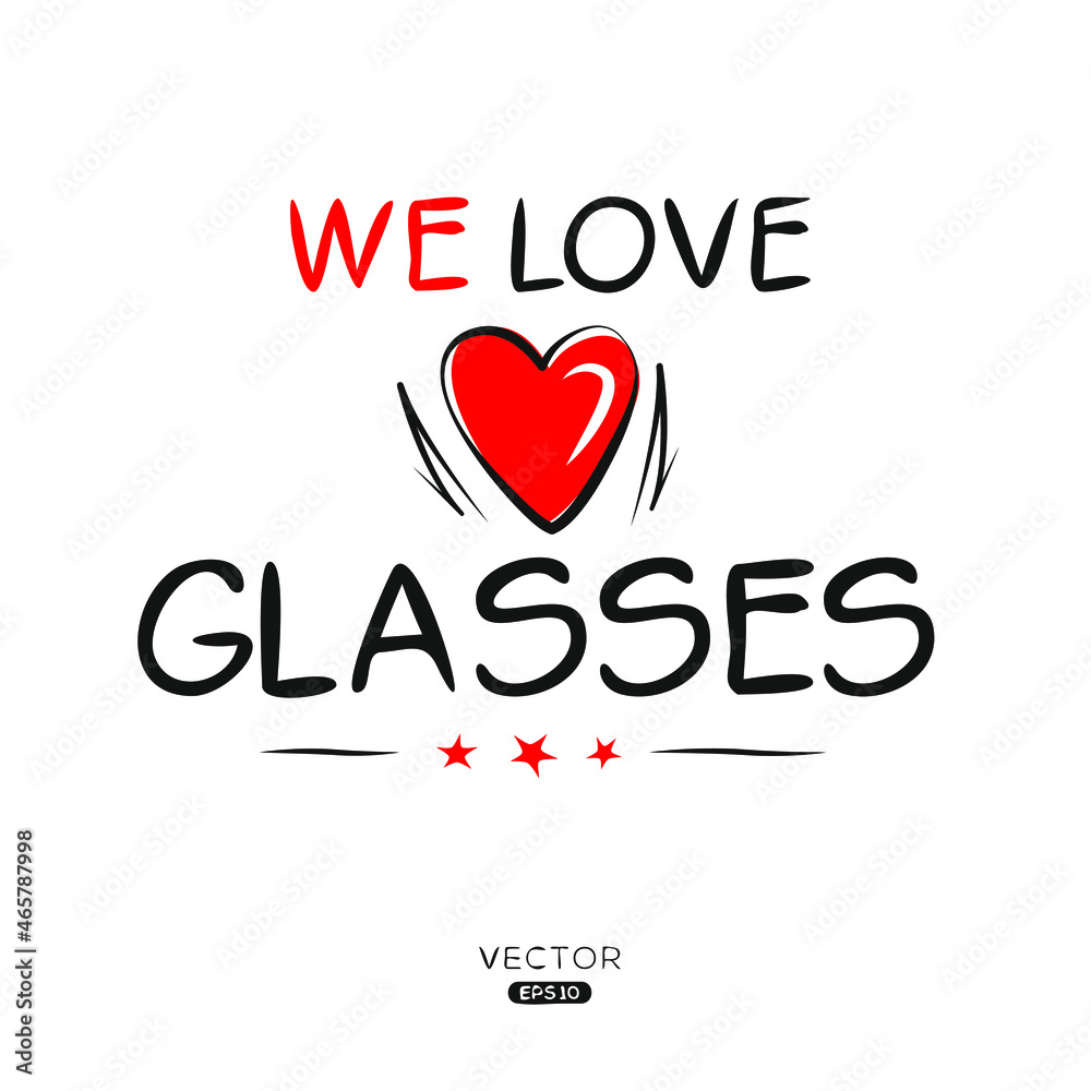 Creative Glasses lettering, Can be used for stickers and tags, T-shirts, invitations, vector illustration.