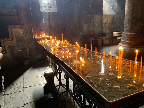 burning candles in church