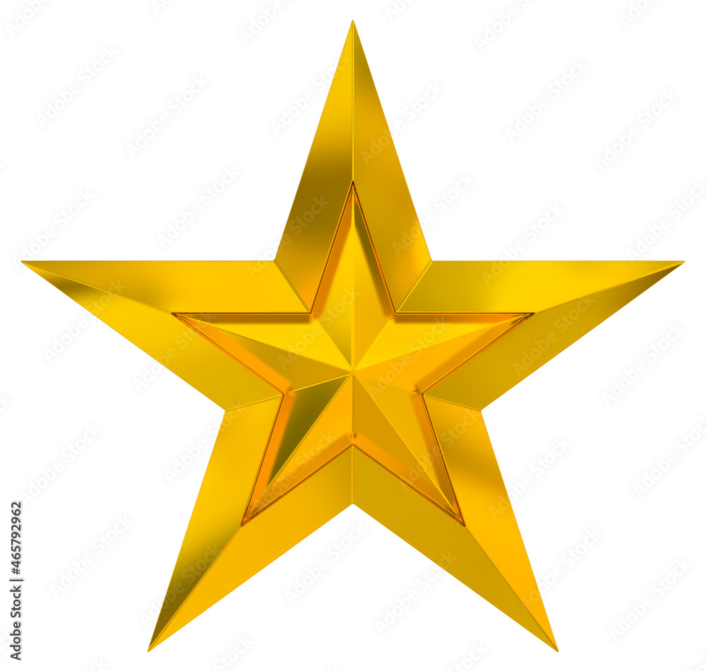 5 point star - Christmas Star - golden single isolated on white - 3d rendering 5 point star - Christmas Star - golden single isolated on white - 3d rendering