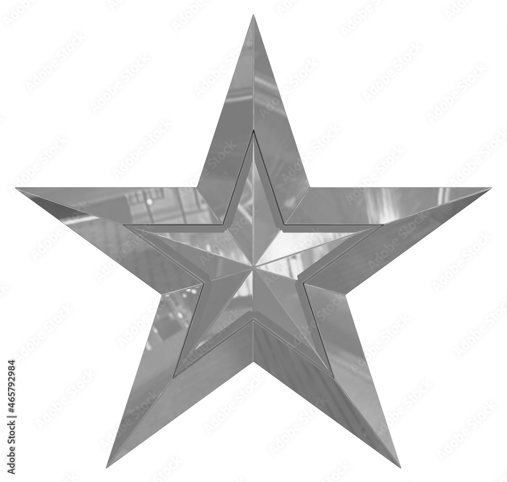 5 point star - Christmas Star - gray single isolated on white - 3d rendering 5 point star - Christmas Star - gray single isolated on white - 3d rendering