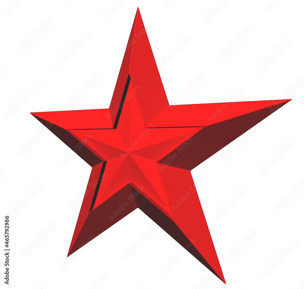 Obraz premium 5 point star - Christmas Star - red single isolated on white - 3d rendering