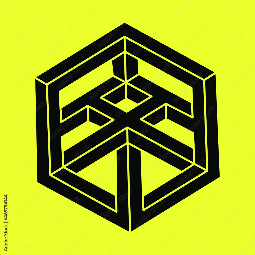 Optical illusion shape. Optical art object. Impossible figure. Line art. Optical illusion shape. Optical art object. Impossible figure. Line art.