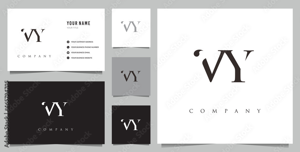 Initial VY logo and business card Initial VY logo and business card