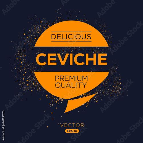 Creative (ceviche) logo, ceviche  sticker, vector illustration.