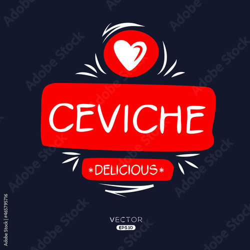 Creative (ceviche) logo, ceviche  sticker, vector illustration.