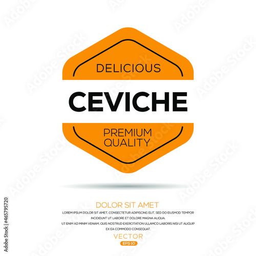 Creative (ceviche) logo, ceviche  sticker, vector illustration.