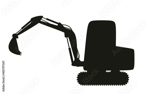 Small excavator silhouette. vector illustration.