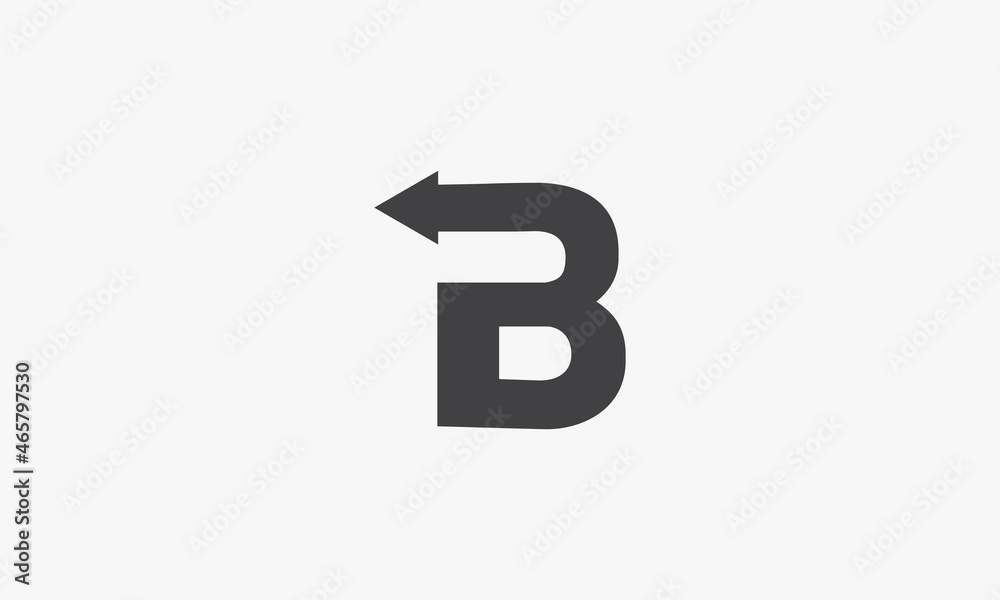 B letter with back arrow logo concept isolated on white background. B letter with back arrow logo concept isolated on white background.