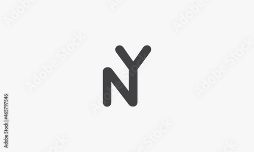 NY letter logo isolated on white background.