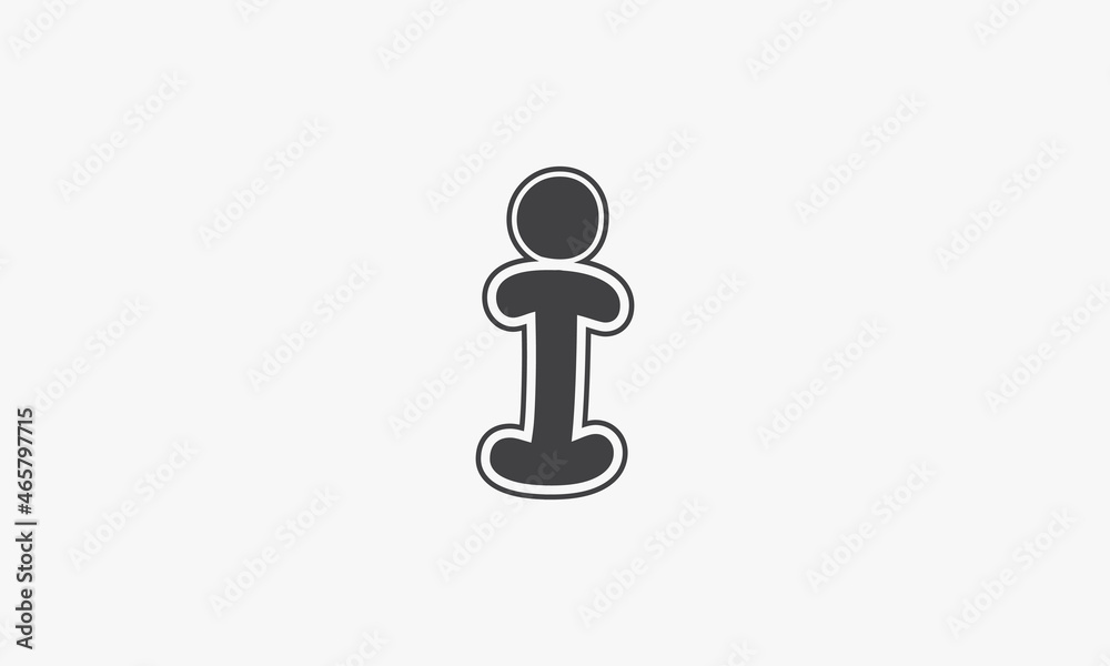 child letter I logo concept isolated on white background. child letter I logo concept isolated on white background.