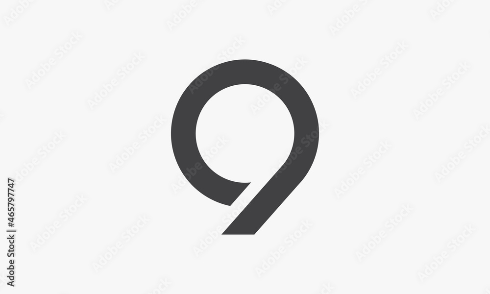simple minimal 9 logo isolated on white background. simple minimal 9 logo isolated on white background.