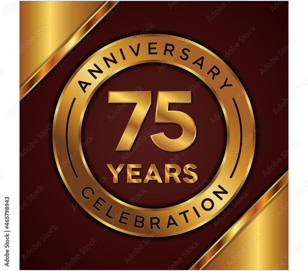 75 years anniversary celebration, vector design with gold color on brown background with simple and luxury design. logo vector template. 75 years anniversary celebration, vector design with gold color on brown background with simple and luxury design. logo vector template.