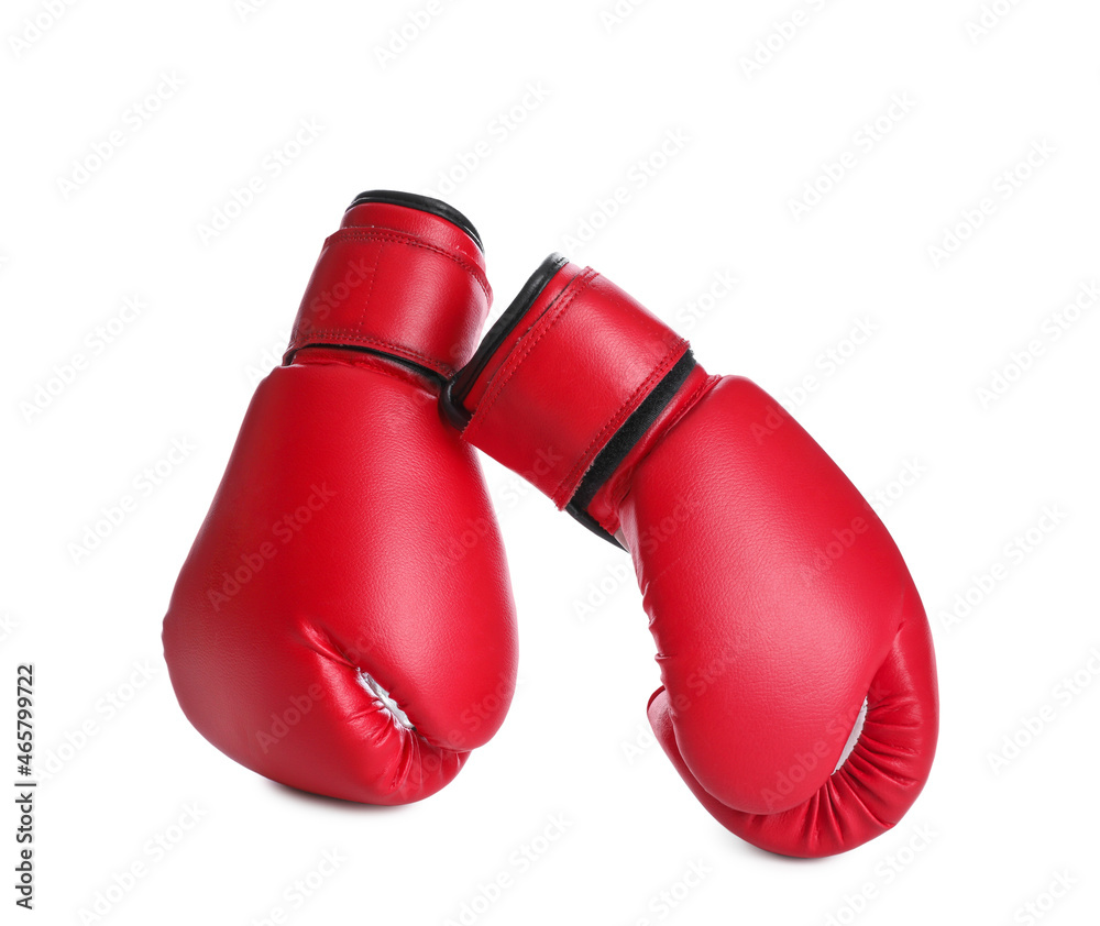 Pair of boxing gloves on white background. Sports equipment