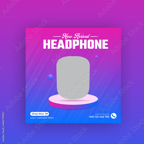 Black Friday Headphone social media post instagram banner and web banner Template 