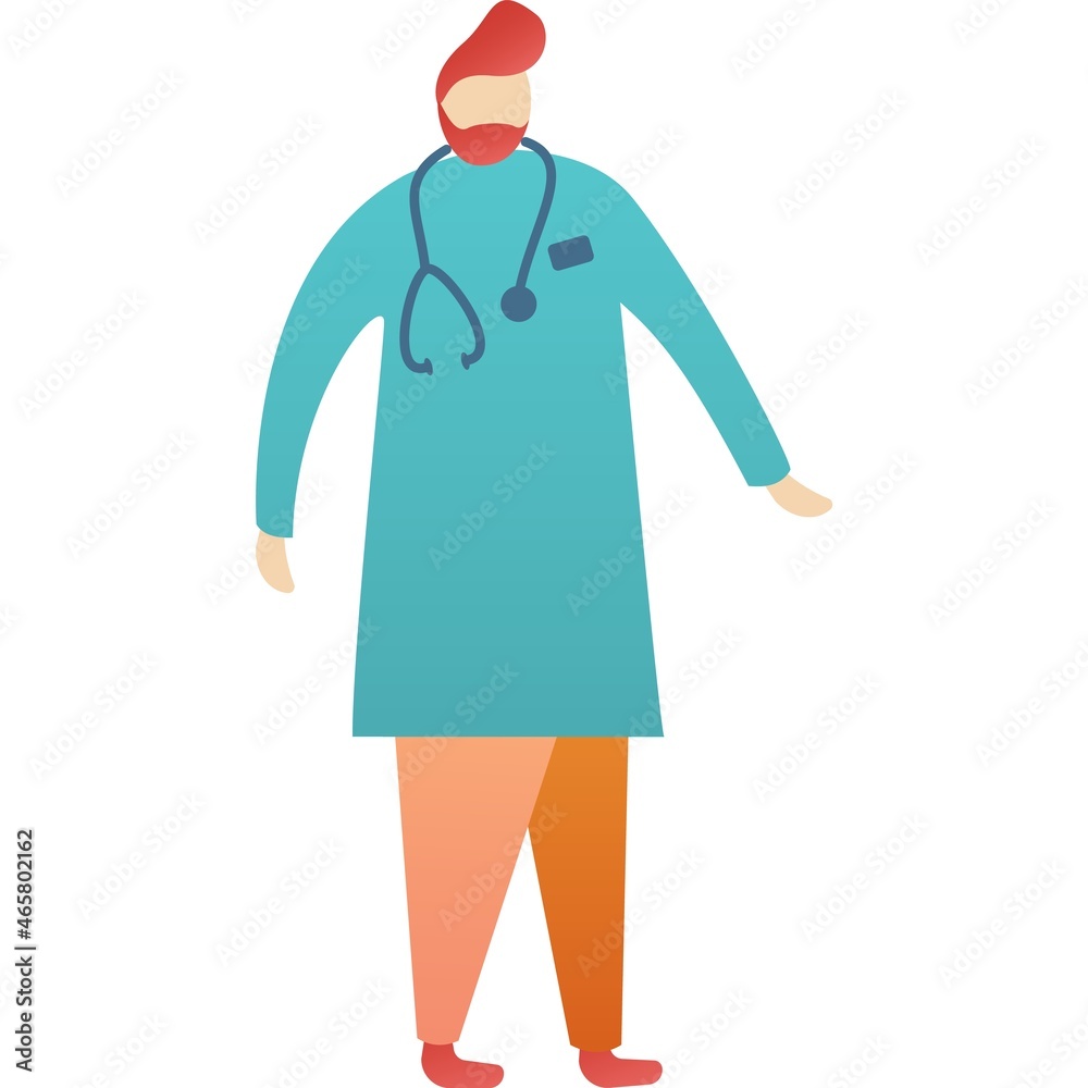 Vector man doctor medical character icon on white Vector man doctor medical character icon on white