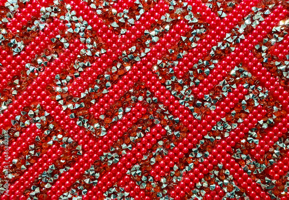 decorative pattern of rhinestones with beads